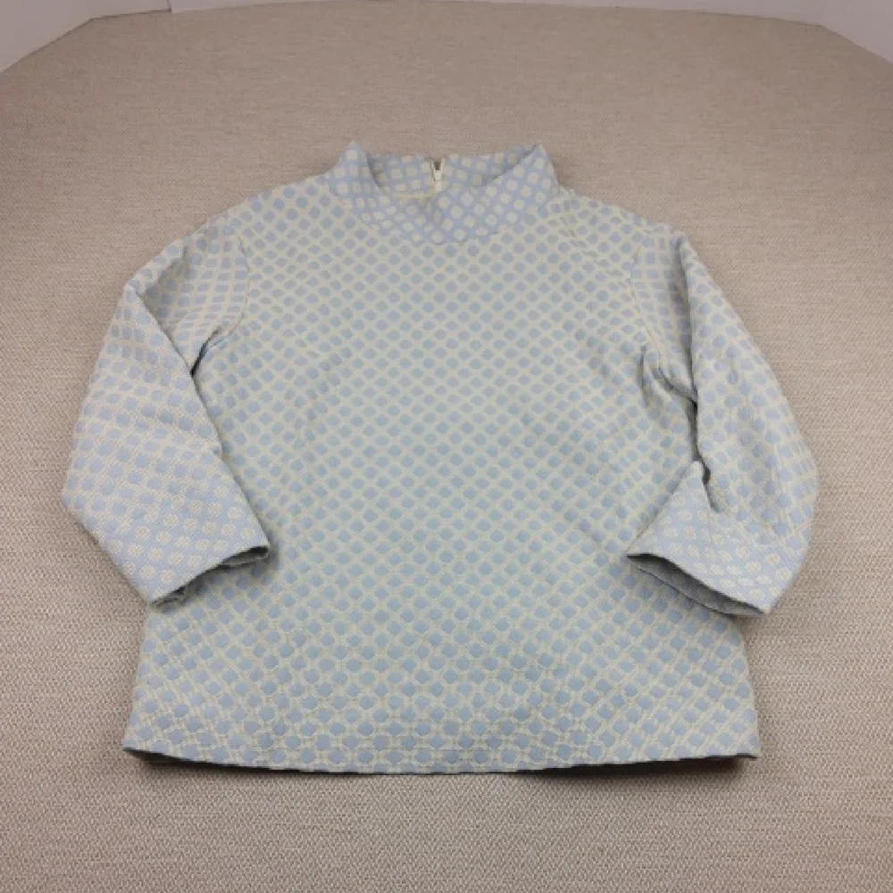 Brooks Brothers Women's Diamond Patterned Long‎ Sleeve Sweater, Lt.Blue/Cream, 6